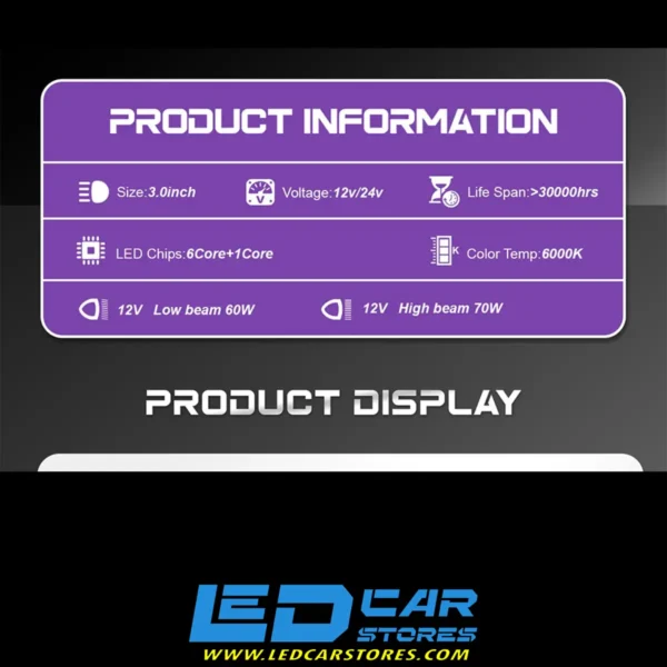 عدسات LED سيارة ALPHA PRO PLUS عالية الأداء - إضاءة ذكية 3000MHz - طاقة عالية 70W/60W