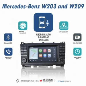 شاشة اندرويد W203 | W209 | 4GB RAM + 64GB Memory Carplay GPS لمرسيدس 2004-2007